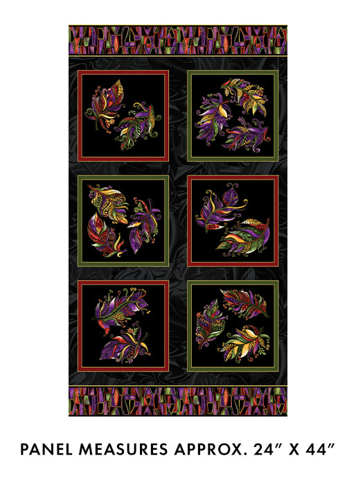 Panel 347 - Luminescent Leaves - Sunset Black