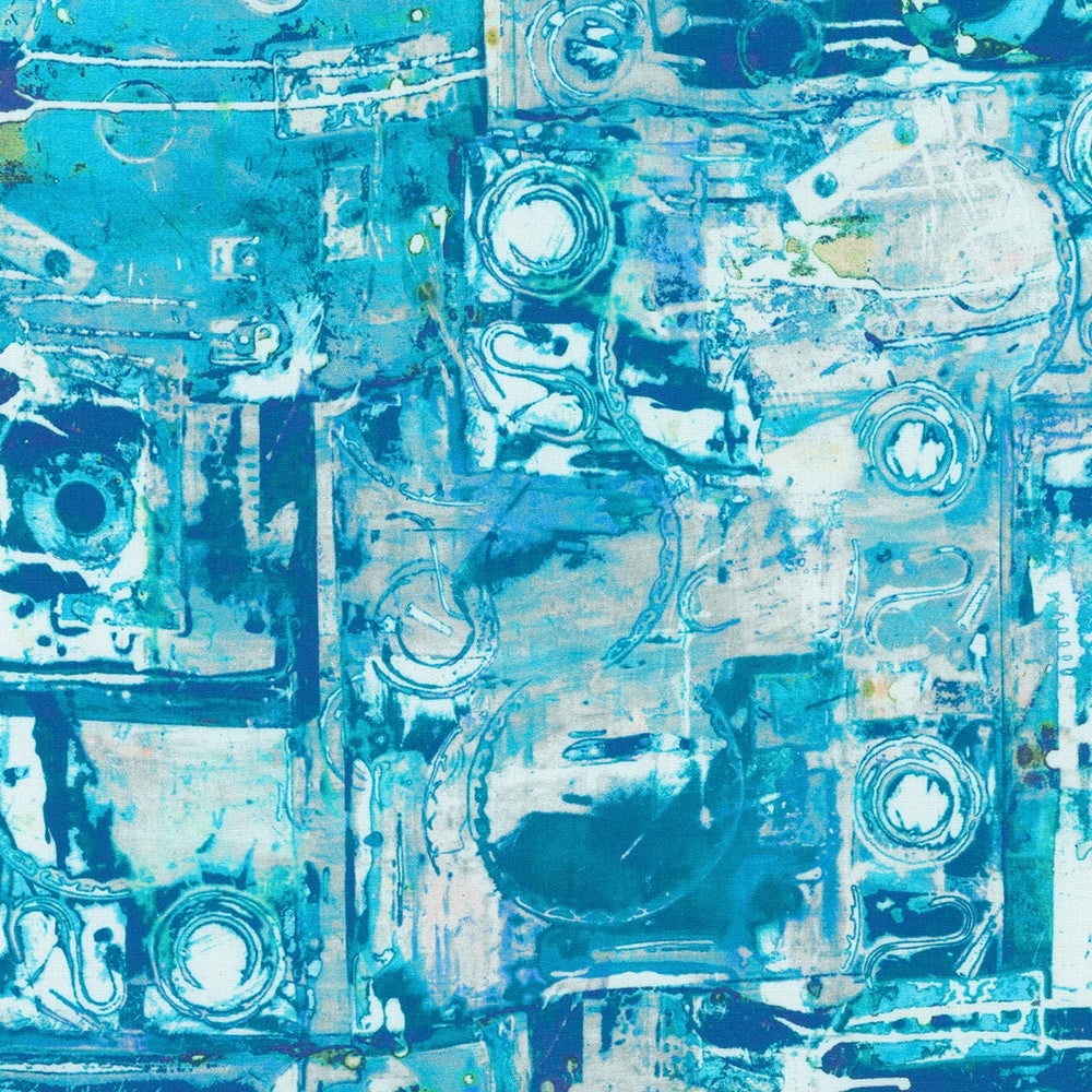 Industrial Imprints - Liquid Metal, Cerulean - ANJD-22864-243 - Wishwell
