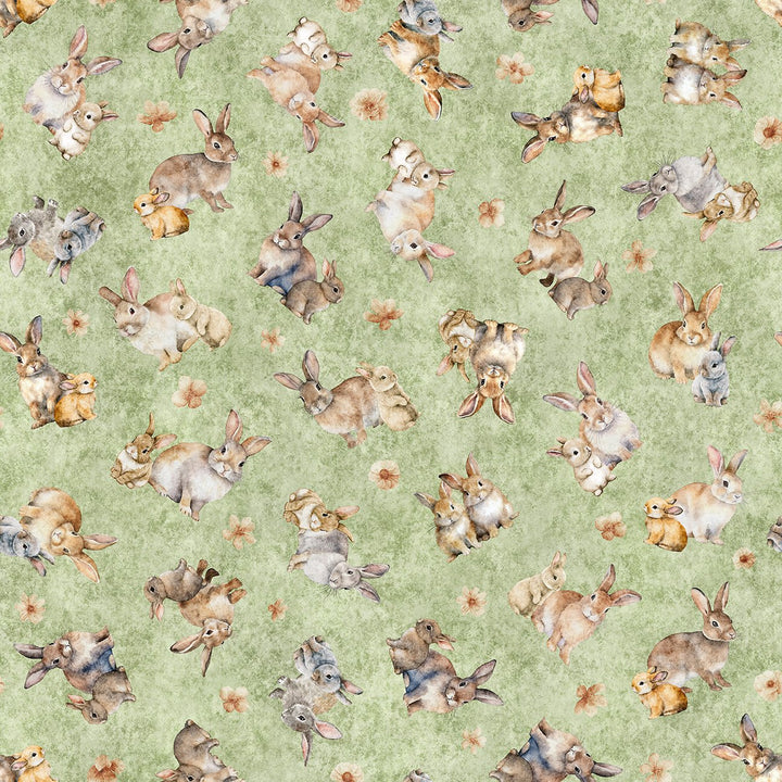 Hunny Bunny - Tossed Bunnies, Sage - 30979-H
