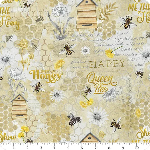 Bee & Bee Kind - Honey Bee Collage, Beige - BEE-CD3263