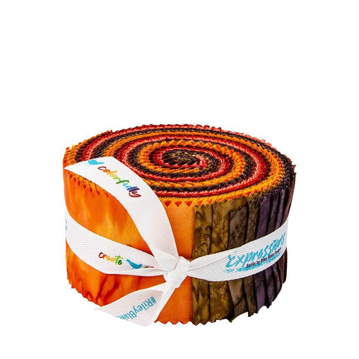 Batiks Hand Dyes Warm Glow 2.5" Rolie Polie