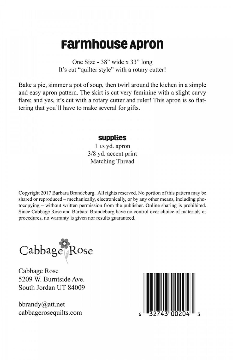 Farmhouse Apron Pattern