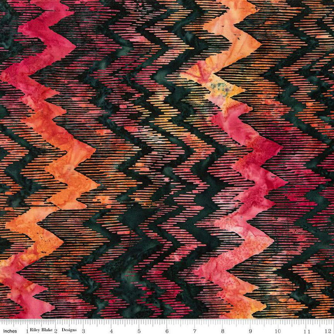 Neon Pop - Zig Zags, Forest Green - BT23051-319 - Expressions Batiks