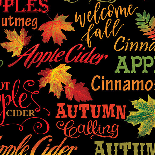 Cider House - Autumnal Words, Black - 14617-12