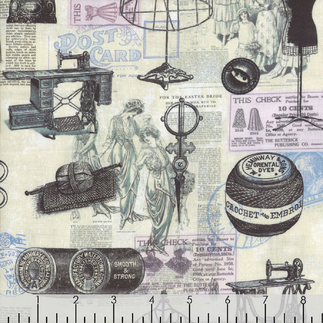 Sewing Studio - Sewing Collage, Cream - SEW-CD3026