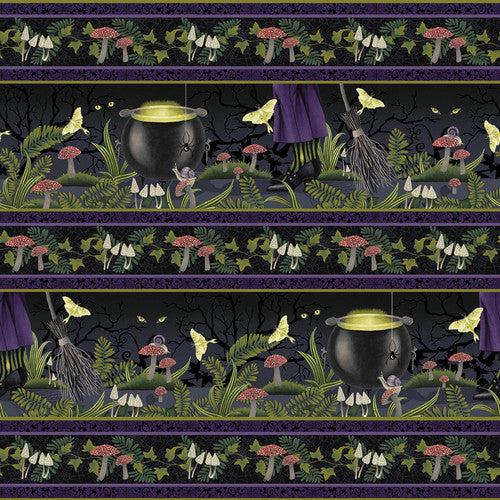 Hallowed Forest - Border Stripe, Black - 7719-55
