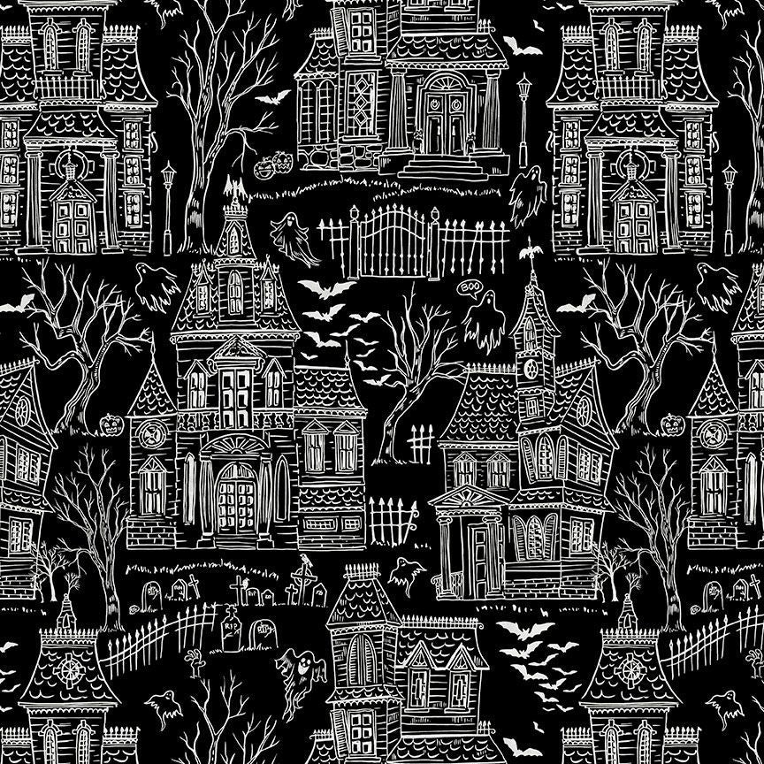 Pick Your Poison - Haunted House Toile, Black - BOO-CD3539