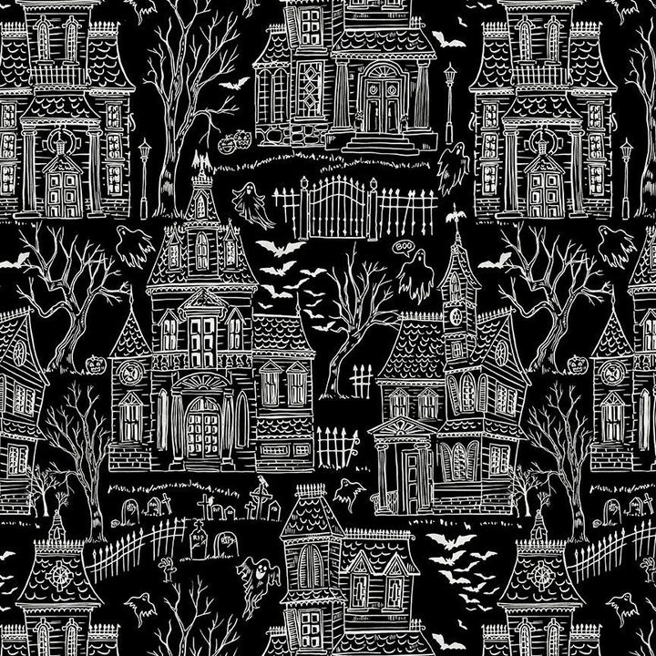 Pick Your Poison - Haunted House Toile, Black - BOO-CD3539