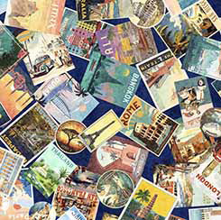 Globetrotters - Travel Postcards, Navy - 30528-N