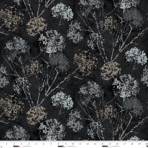 Wide Back - In the Wind 108"- Dandelion Stamp, Charcoal - 8276-98