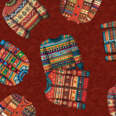 Christmas Party Animals - Sweater Toss, Brick - 30404-M