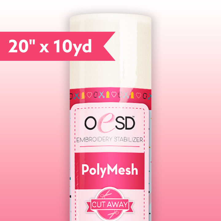 PolyMesh- Cut Away Stabilizer, White - 20" x 10yds