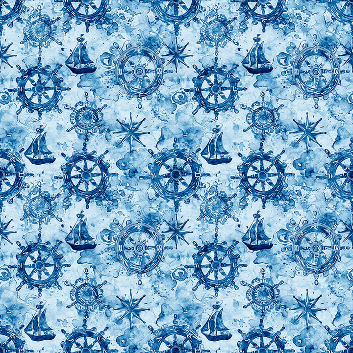Ocean Blues - Ship Wheels, Blue - 30861-B
