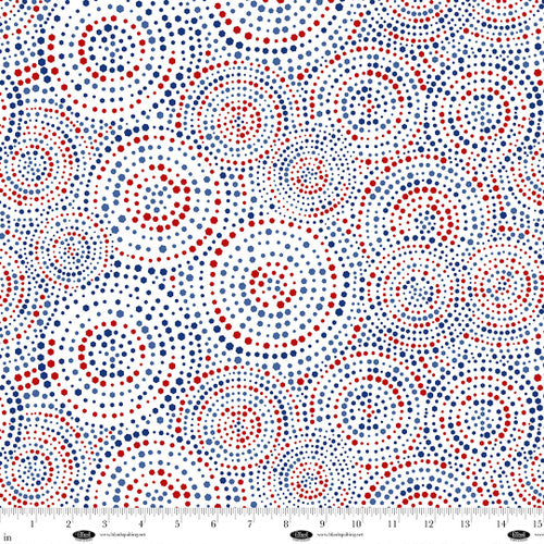 Wide Back - Hexi-Dots 108"- Concentric Hexi-Dots, Patriotic - 4185-08