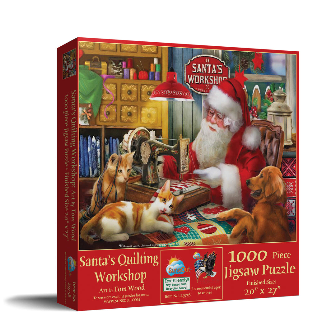 Santa's Quilting Workshop - 1000 Piece - Jigsaw Puzzle