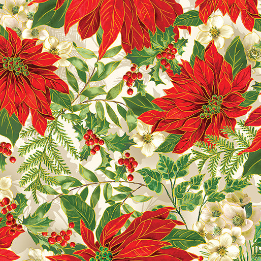 Christmas Musical - Poinsettia Serenade, Cream - 14027M-07