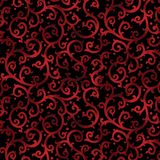 Christmas Spirit - Scrolling Splendor, Scarlet/Black - 16277-20