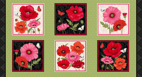 Panel 386 - Merry Poppies - 10"x 10" Blocks