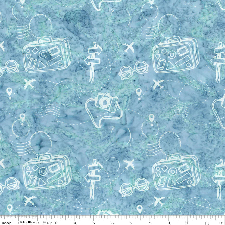 Places You'll Go - Traveling, Baby Blue - BT23220-291 - Expressions Batiks