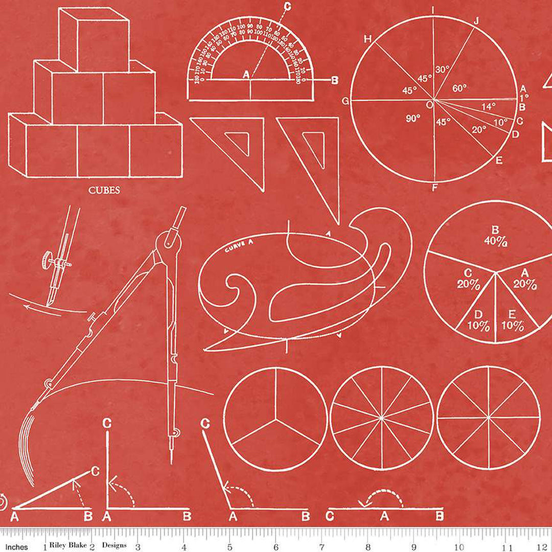 Old School - Math Graphs, Red - CD14963-RED