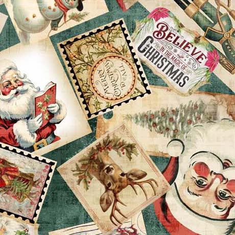 Wonderful Christmastime - Christmas Collage, Dusty Teal - 30335-Q