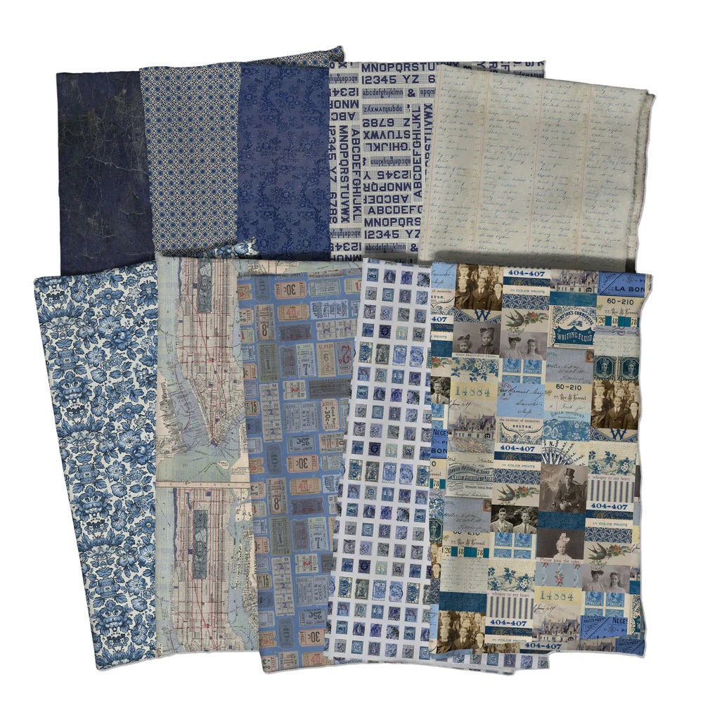 Fat Quarter Bundle - Tim Holtz Palette Collection - Indigo - Set of 10