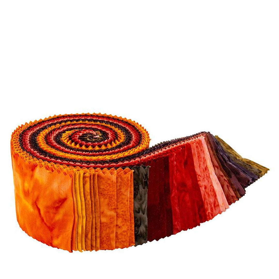 Batiks Hand Dyes Warm Glow 2.5" Rolie Polie