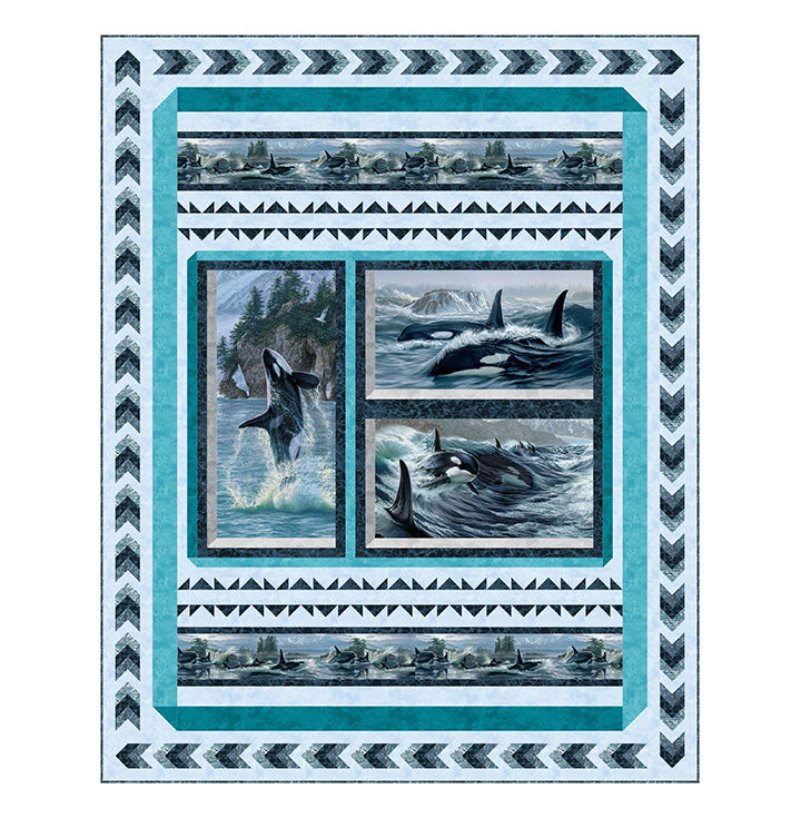 Kit 1301 - Ocean Expressions with Voyage - Version A Throw Size Quilt