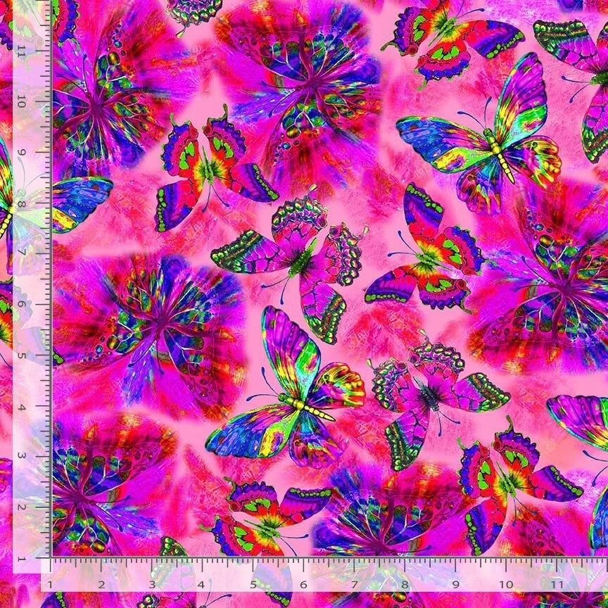 Butterfly Garden - Flying Electric Butterflies, Pink - NATURE-CD2153