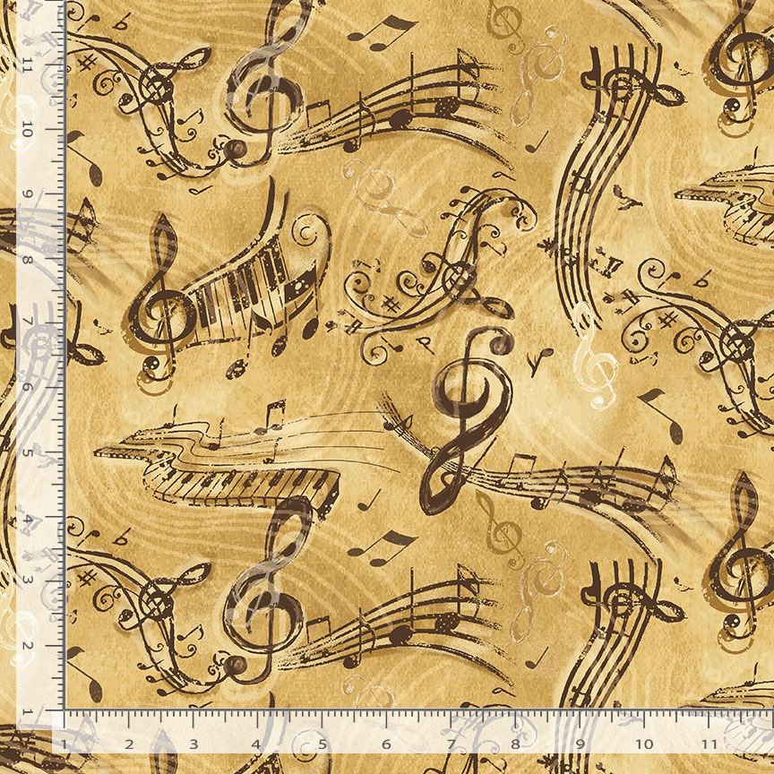 Sonata - Vintage Music Notes, Tan - MUSIC-CD3092