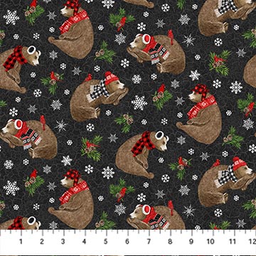Beary Merry Christmas - Tossed Bears, Black Multi - 27058-99
