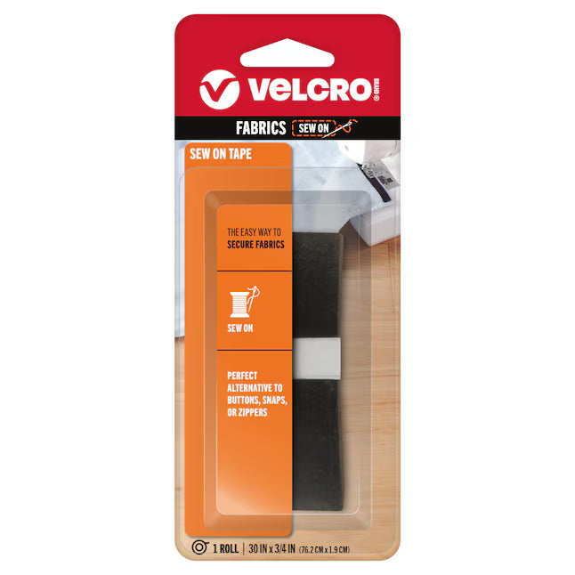 VELCRO® Sew on Fastener Regular Duty Strip - Black 3/4in