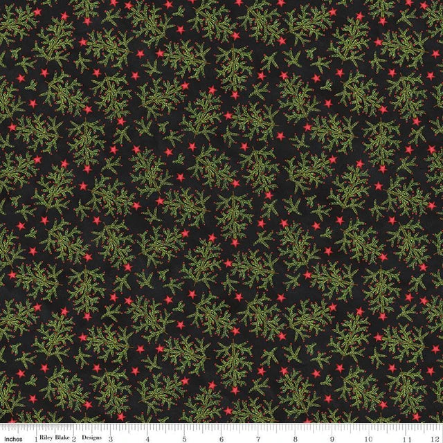 Northern Christmas - Christmas Sprigs, Black - C17832-BLACK