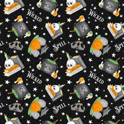 Nights of Olde Salem - Glow - Glow Tossed Motifs - Black 806G-99