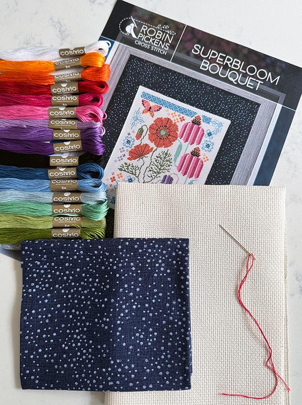 Kit 1259 - Superbloom Bouquet Cross Stitch and Fabric Kit