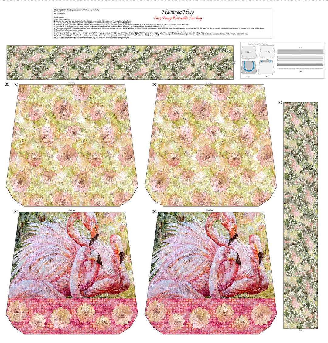 Panel 484 - Flamingo Shopping Bag Panel