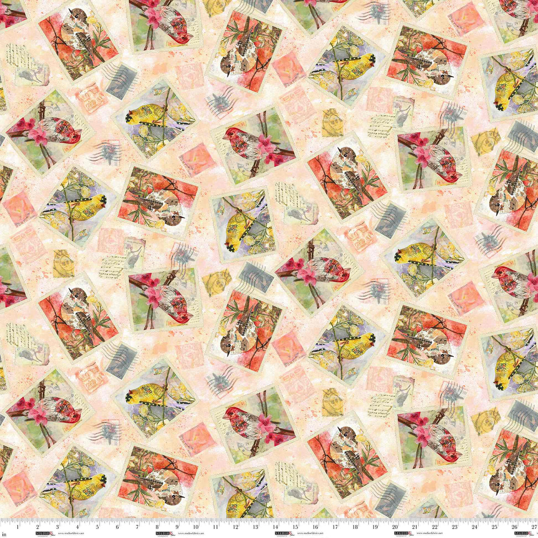 Air Mail - Bird Stamps, Peach - E-8498-38