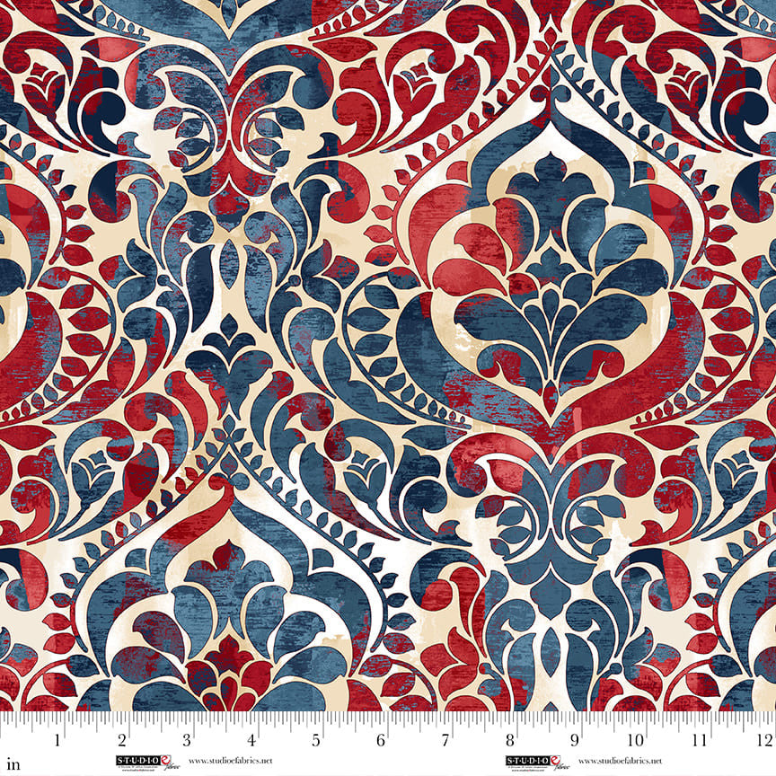 Wide Back - You Damask! 118"- Damask, Patriotic - 8568-103
