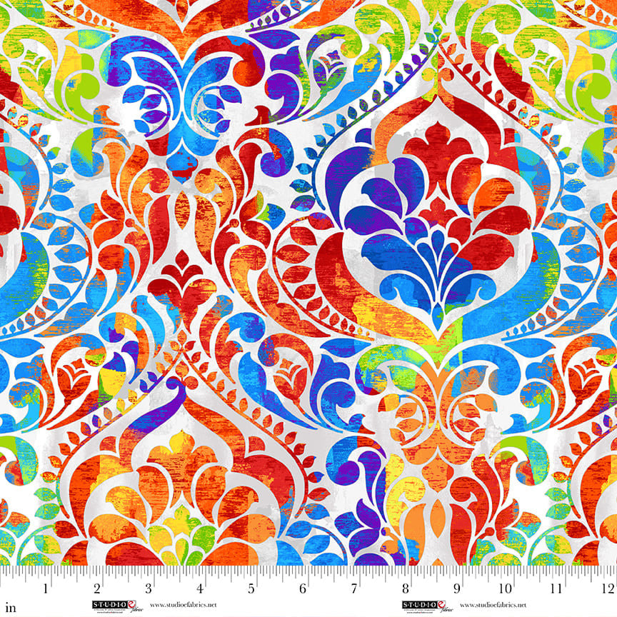 Wide Back - You Damask! 118"- Damask, Rainbow - 8568-108