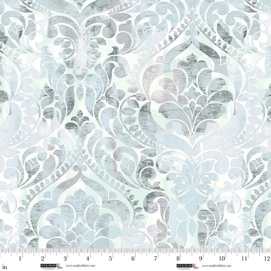 Wide Back - You Damask! 118"- Damask, Ice - 8568-17