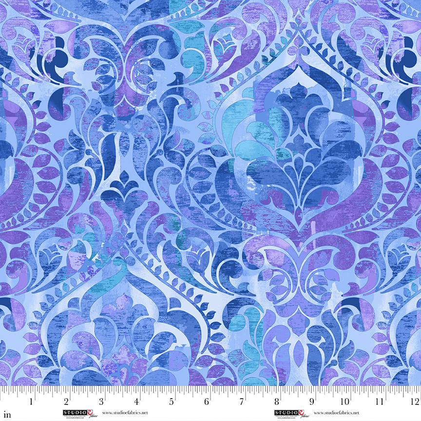 Wide Back - You Damask! 118"- Damask, Blue Violet - 8568-75