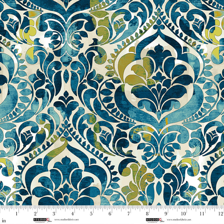 Wide Back - You Damask! 118"- Damask, Teal - 8568-77