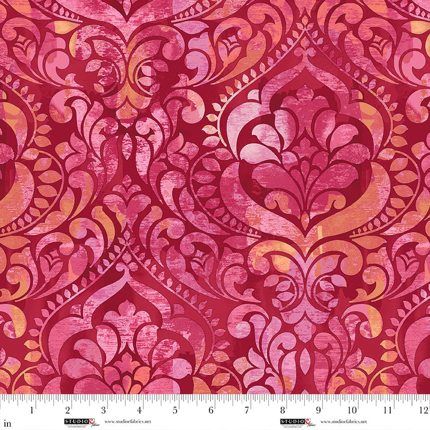 Wide Back - You Damask! 118"- Damask, Ruby - 8568-82