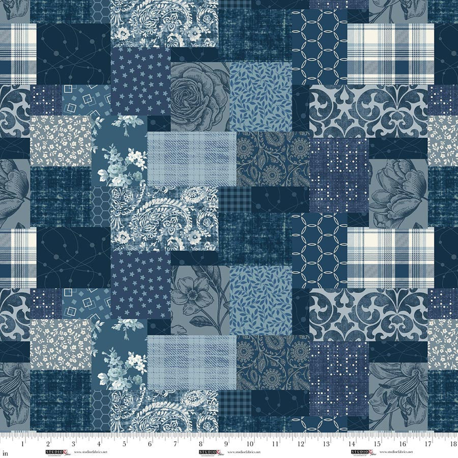 Pieces of America - Patchwork, Blue - 8589-73