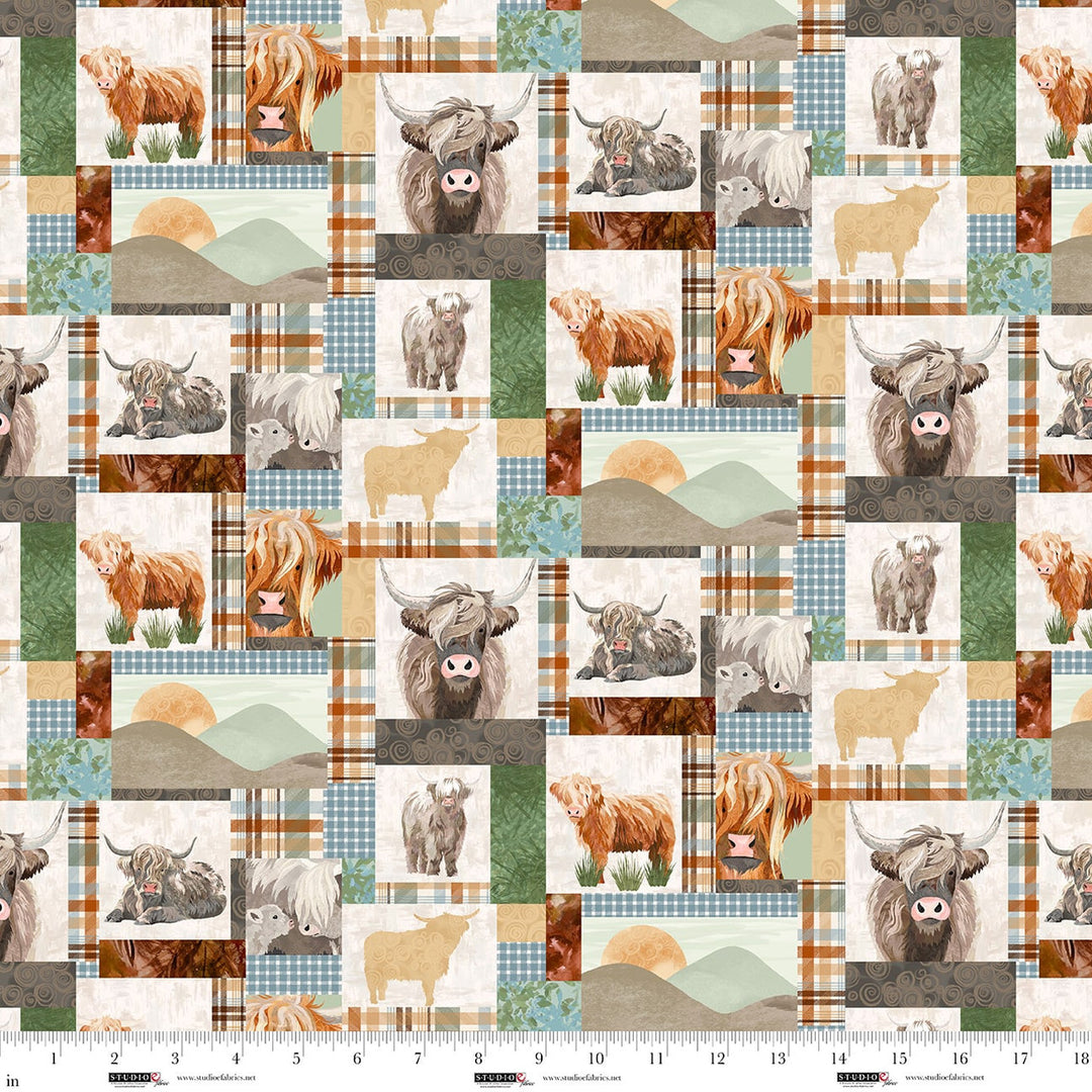 Highlander - Patchwork Cows, Multi - E-8615-36