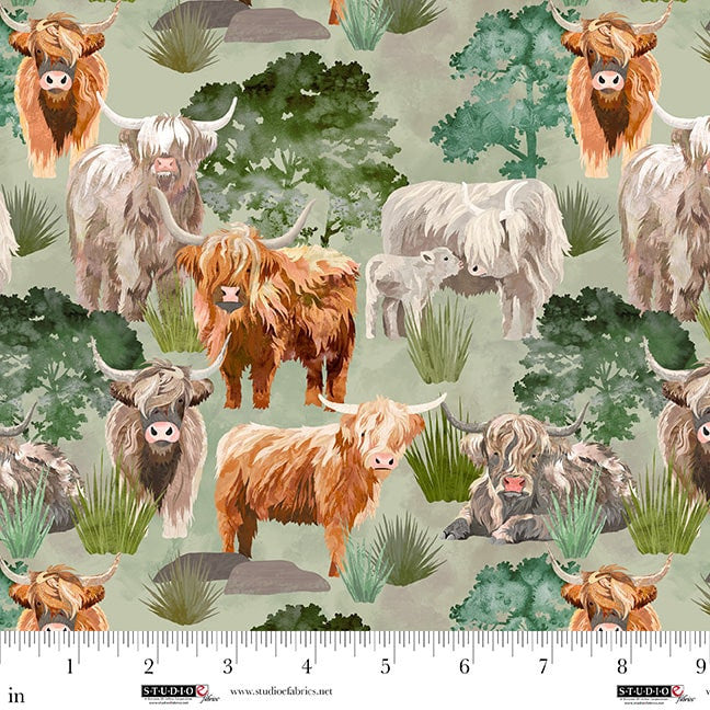 Highlander - Cows and Trees, Sage - E-8616-61