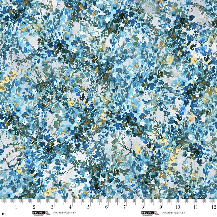 Behind Blue Eyes - Floral Spray, Cyan - 8650-77