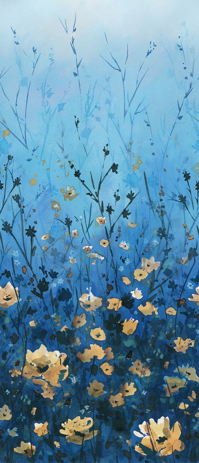 Behind Blue Eyes - Reaching Floral, Peacock - 8657-73