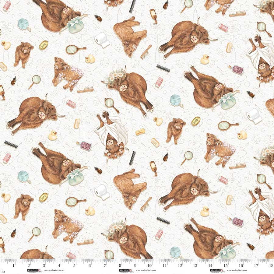 Bathing Bonnies - Cow Toss, White/ Mint - E-8844-06