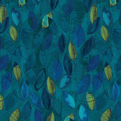 Prismatics - Small Tossed Leaf Dark Turquoise - 16090-85